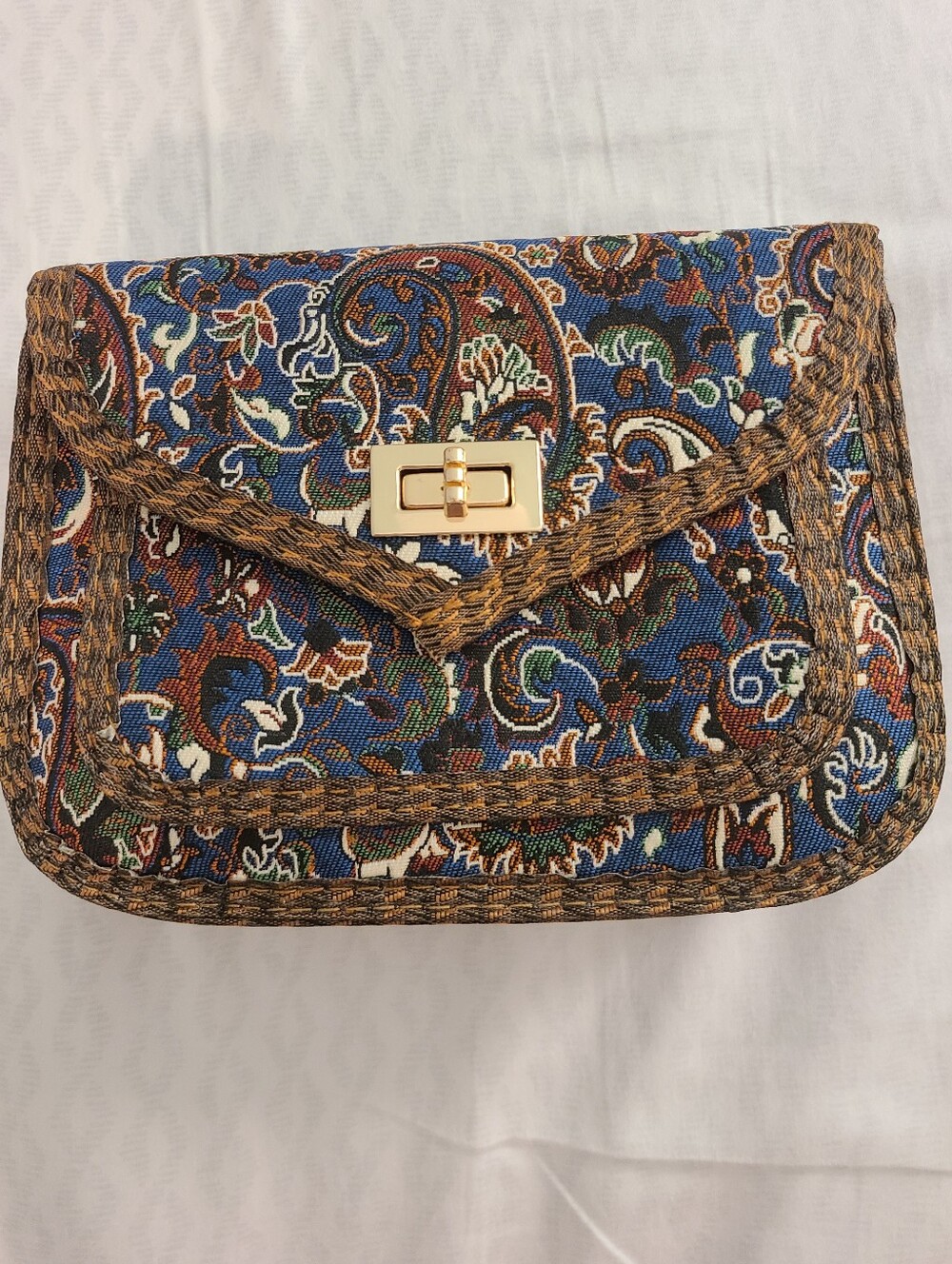 Persian Style Paisley Woven Clutch With Strap
